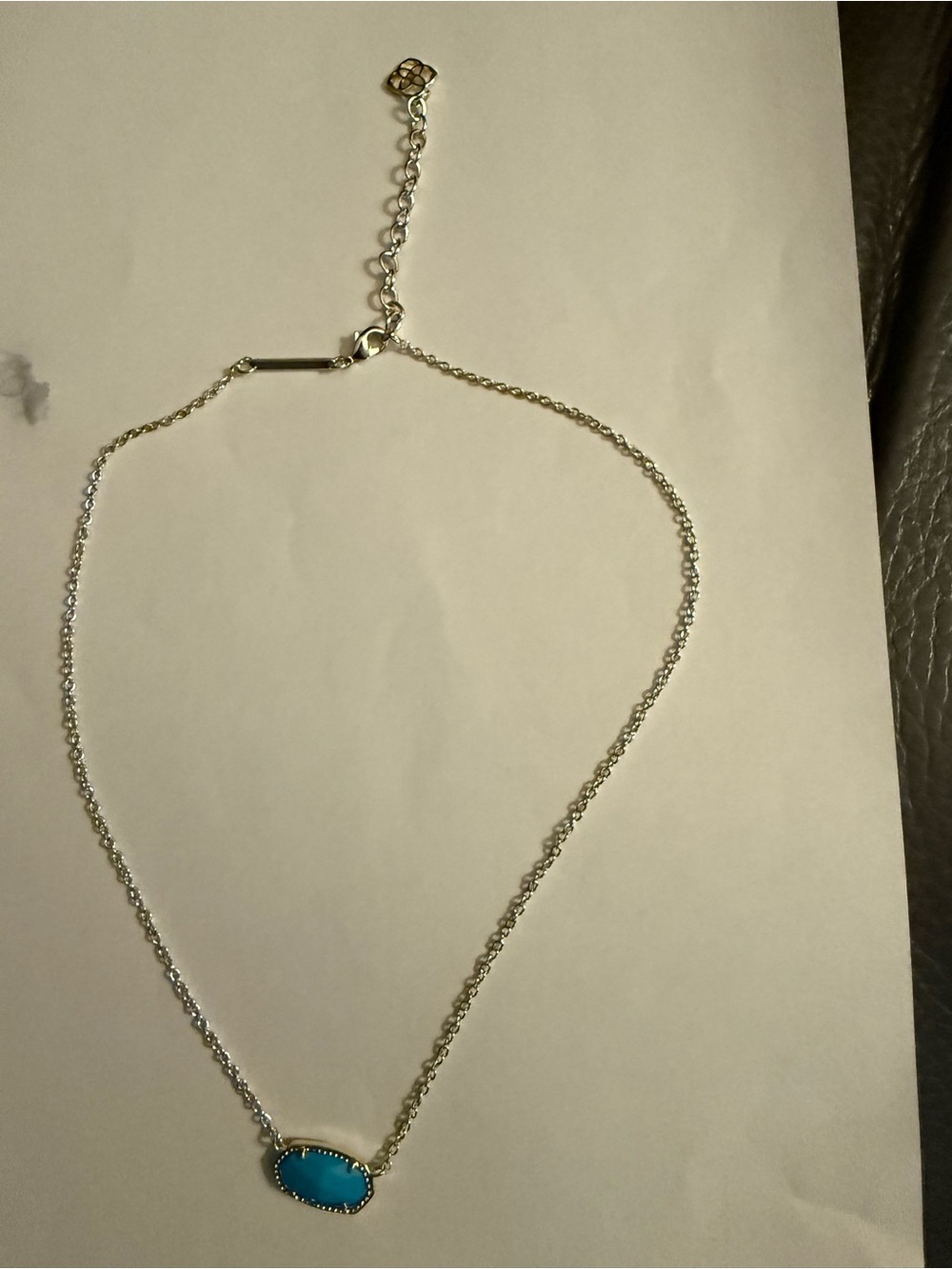Kendra Scott Elisa gold Chain Necklace with Blue Oval Stone